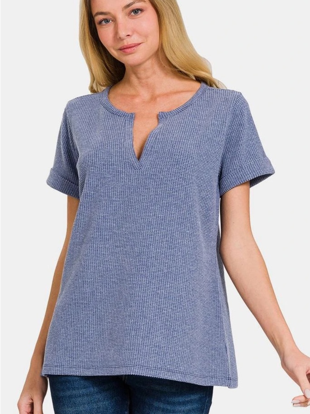 Blue Ribbed top - Picture 1 of 7